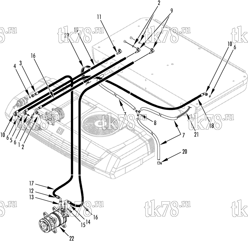 Каталог запчастей для Thermo King V-200 Series REFRIGERATION HOSE CONNECTIONS (TK2000 HOSE, V-200 20)