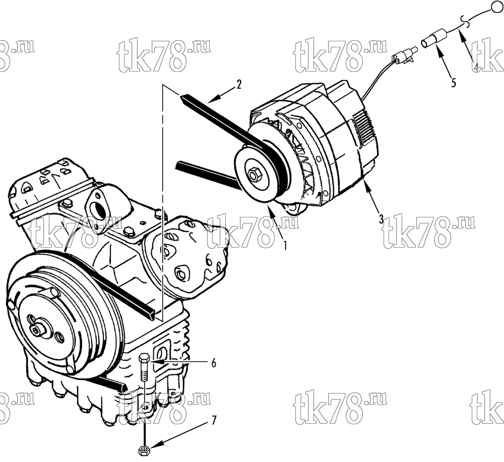 Каталог запчастей для Thermo King LRT-I 1001 (System 918892) ALTERNATOR & COMPRESSOR MOUNTING GROUP