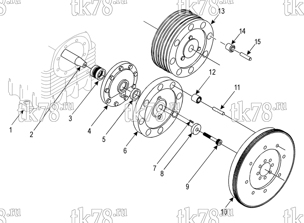 Каталог запчастей для Thermo King SL-100e 8 PIN COUPLING w/LARGE SHAFT COMPRESSOR (TK486 & TK482 ENGINE)