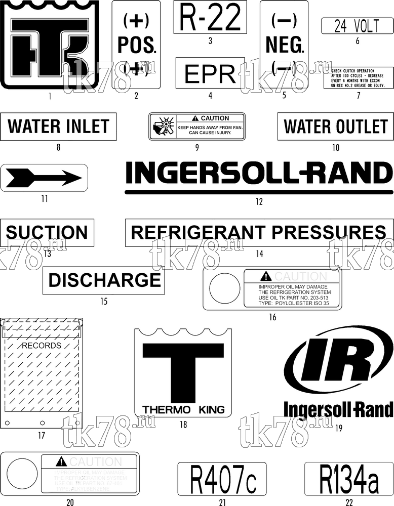 Каталог запчастей для Thermo King T1-M174 NAMEPLATES