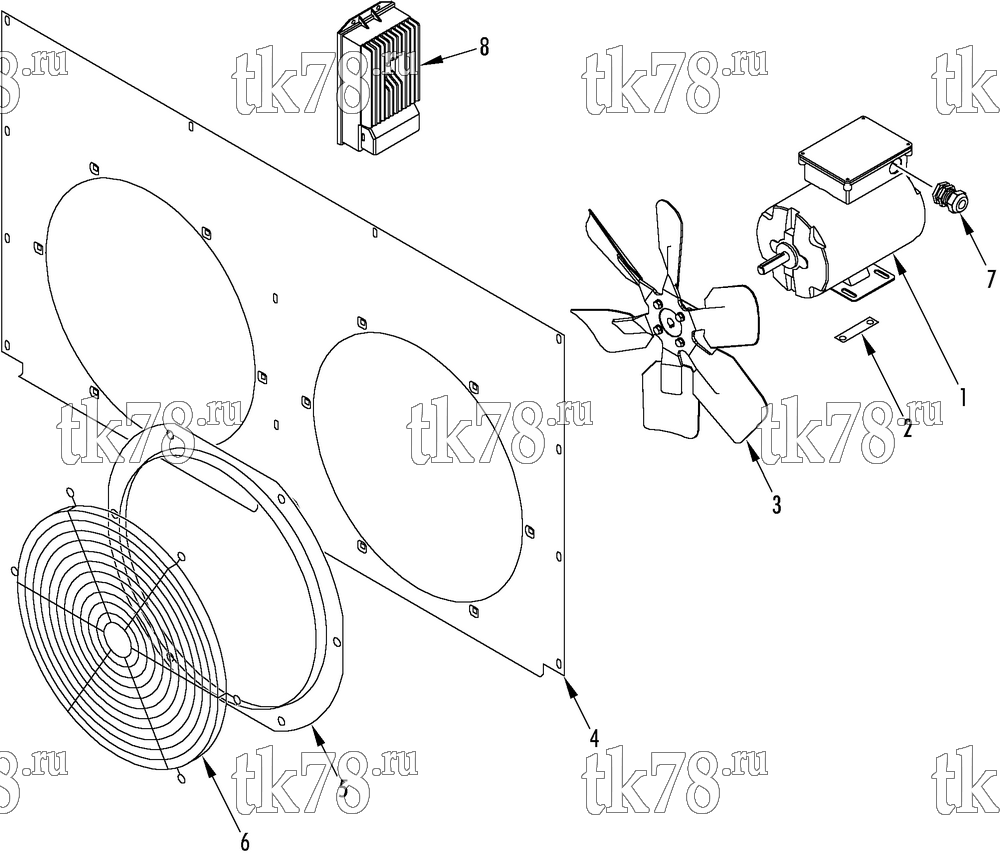 Каталог запчастей для Thermo King T10-M14 CONDENSER FAN GROUP