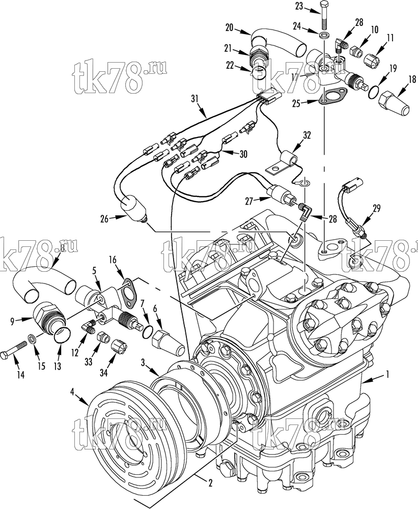 Каталог запчастей для Thermo King  COMPRESSOR GROUP (9180C29G11, KIT 719988)