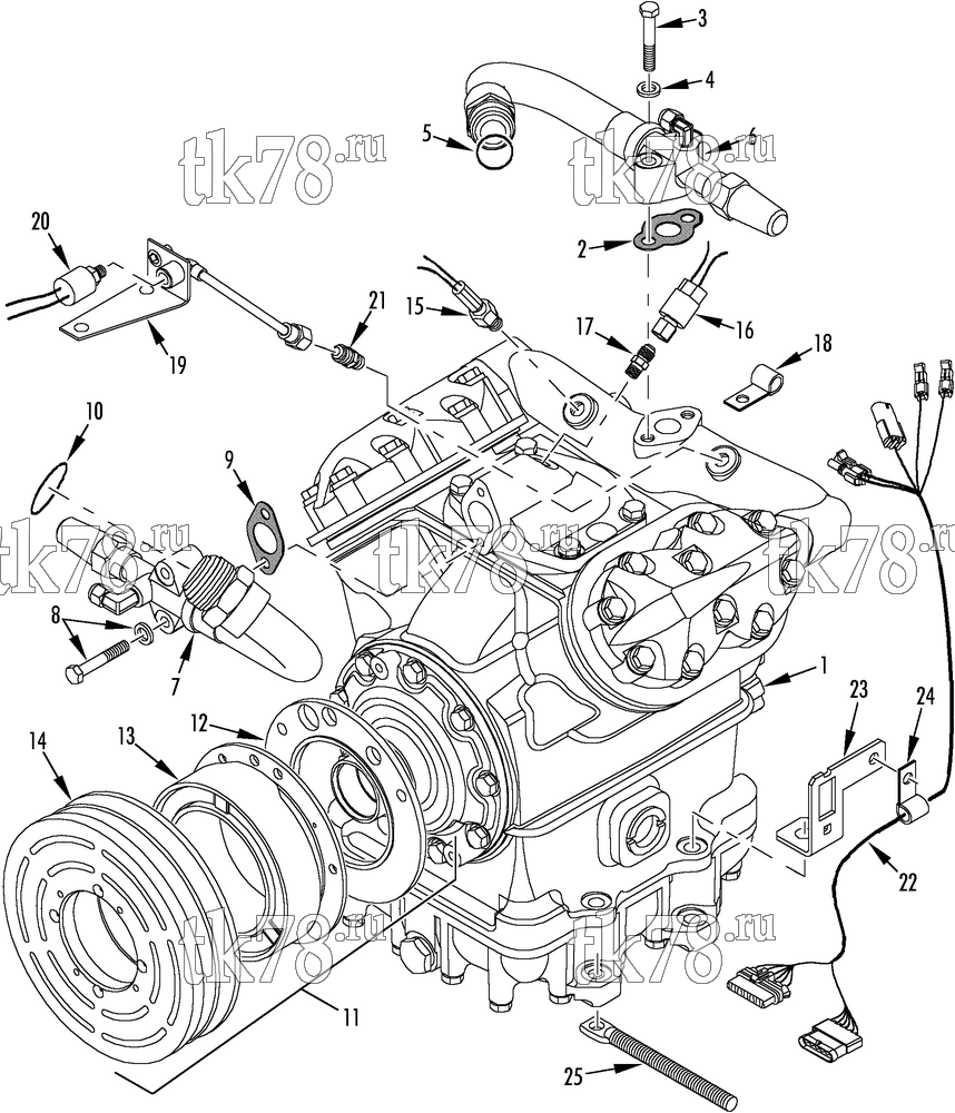 Каталог запчастей для Thermo King T1-M145 & M145A COMPRESSOR GROUP (1E25943G02, KIT 720010)