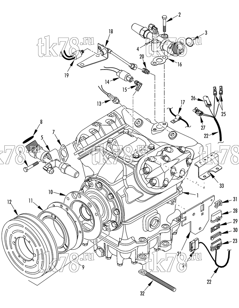 Каталог запчастей для Thermo King T1-M177 COMPRESSOR GROUP (9240C43G07, KIT 720039)