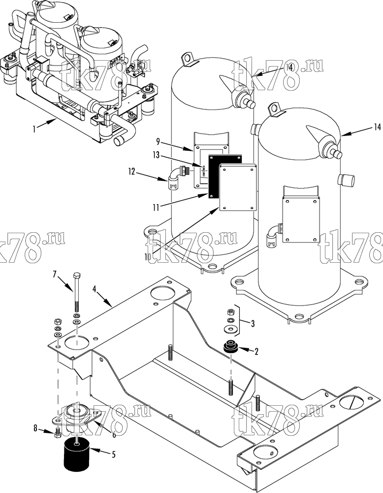 Каталог запчастей для Thermo King  COMPRESSOR MOUNTING
