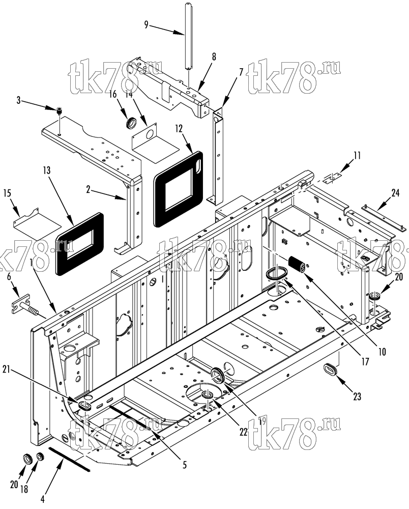 Каталог запчастей для Thermo King SPECTRUM TS-500 w/TK 3.95 Engine CONDENSER FRAME GROUP
