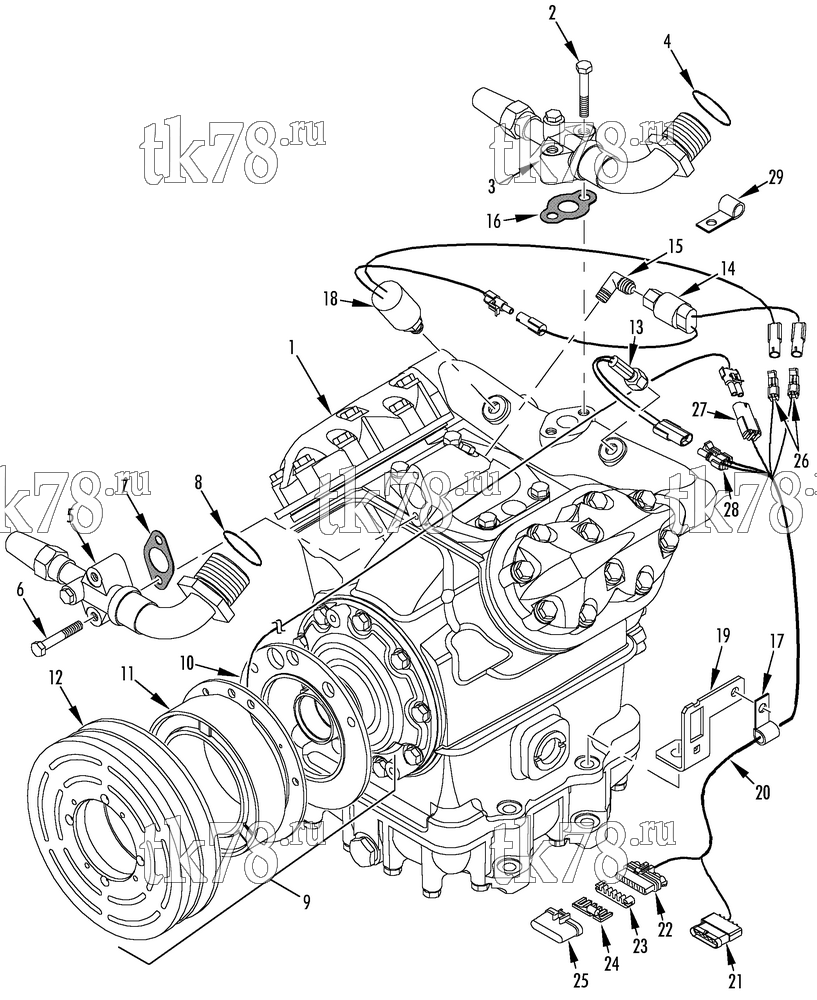 Каталог запчастей для Thermo King T11-M60, M60A & M60B COMPRESSOR GROUP (2C45839G04, KIT 720099)