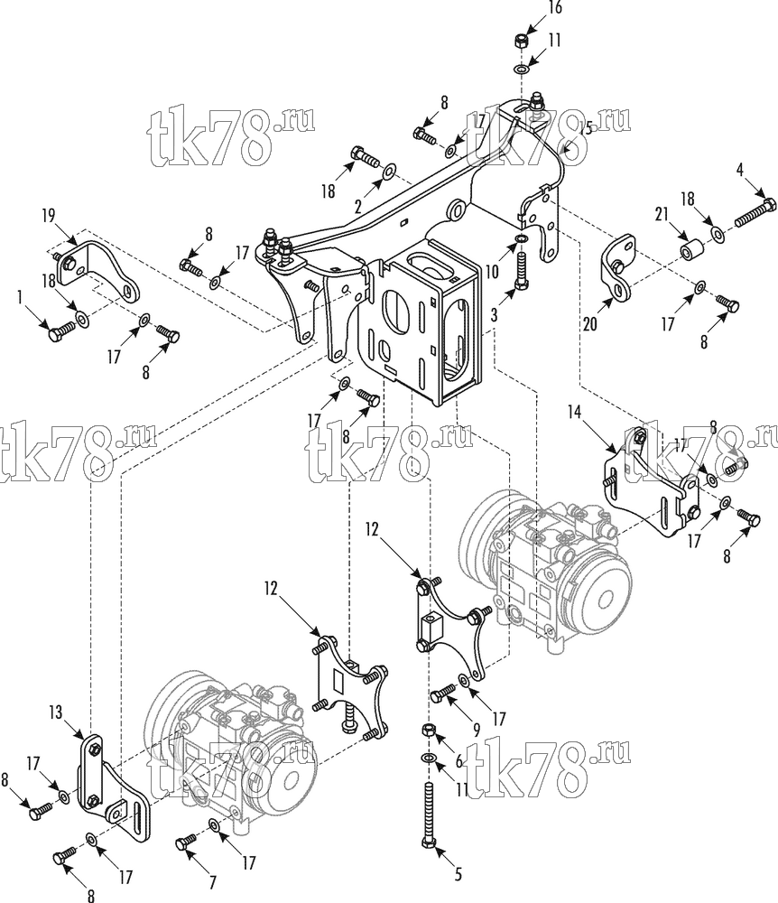 Каталог запчастей для Thermo King Bus Drive Kits DRIVE KIT 718963 - Agora Gas City Bus, 2xTM31 (Old No. 12120178)