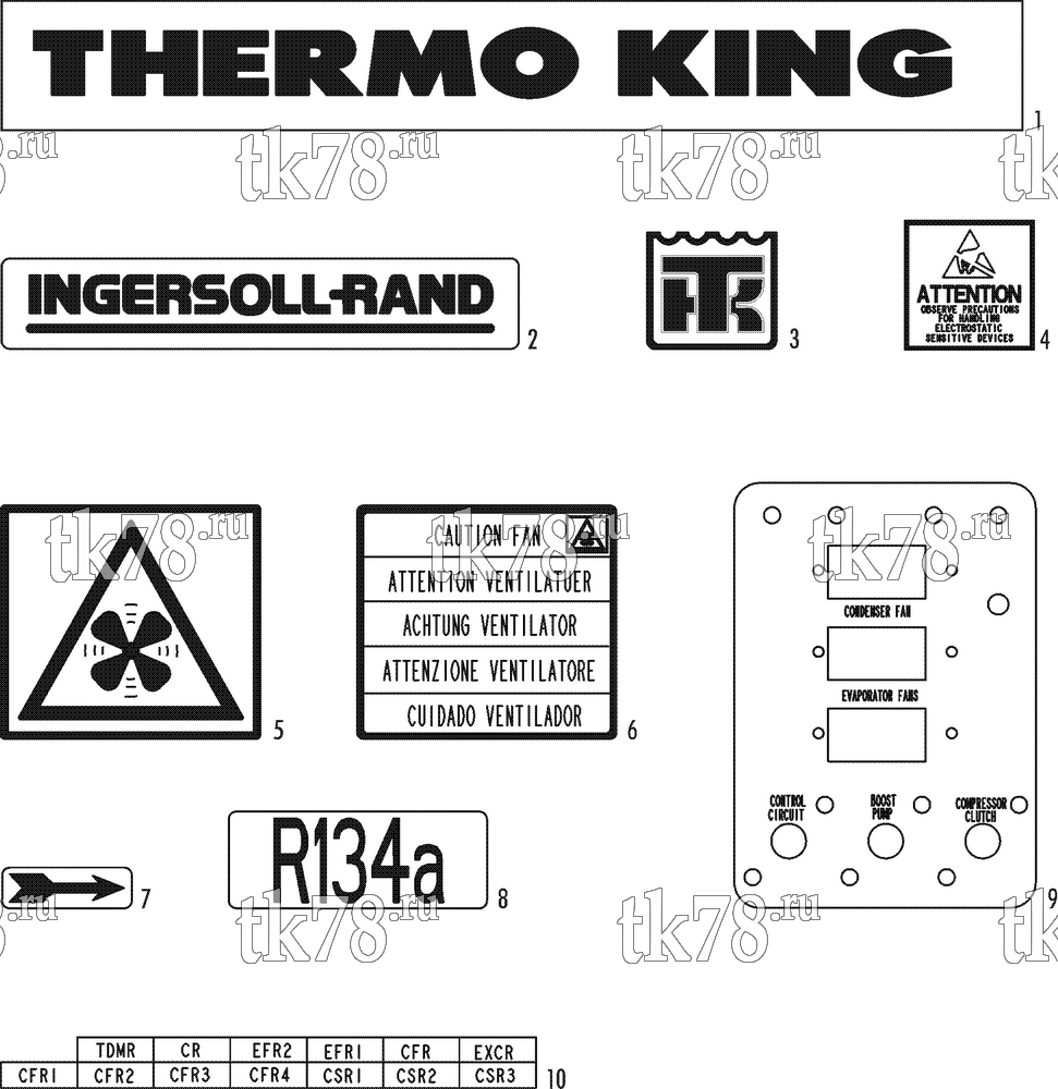 Каталог запчастей для Thermo King  NAMEPLATES