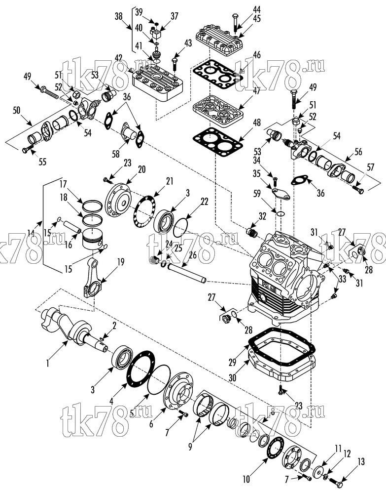 Каталог запчастей для Thermo King ATHENIA S950 W 1004 WABCO CAN MAN CITY BUS 4 CYLINDER COMPRESSOR (FKX40/560K)