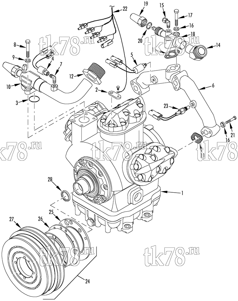 Каталог запчастей для Thermo King  COMPRESSOR GROUP (5D39446G15, KIT 720062)