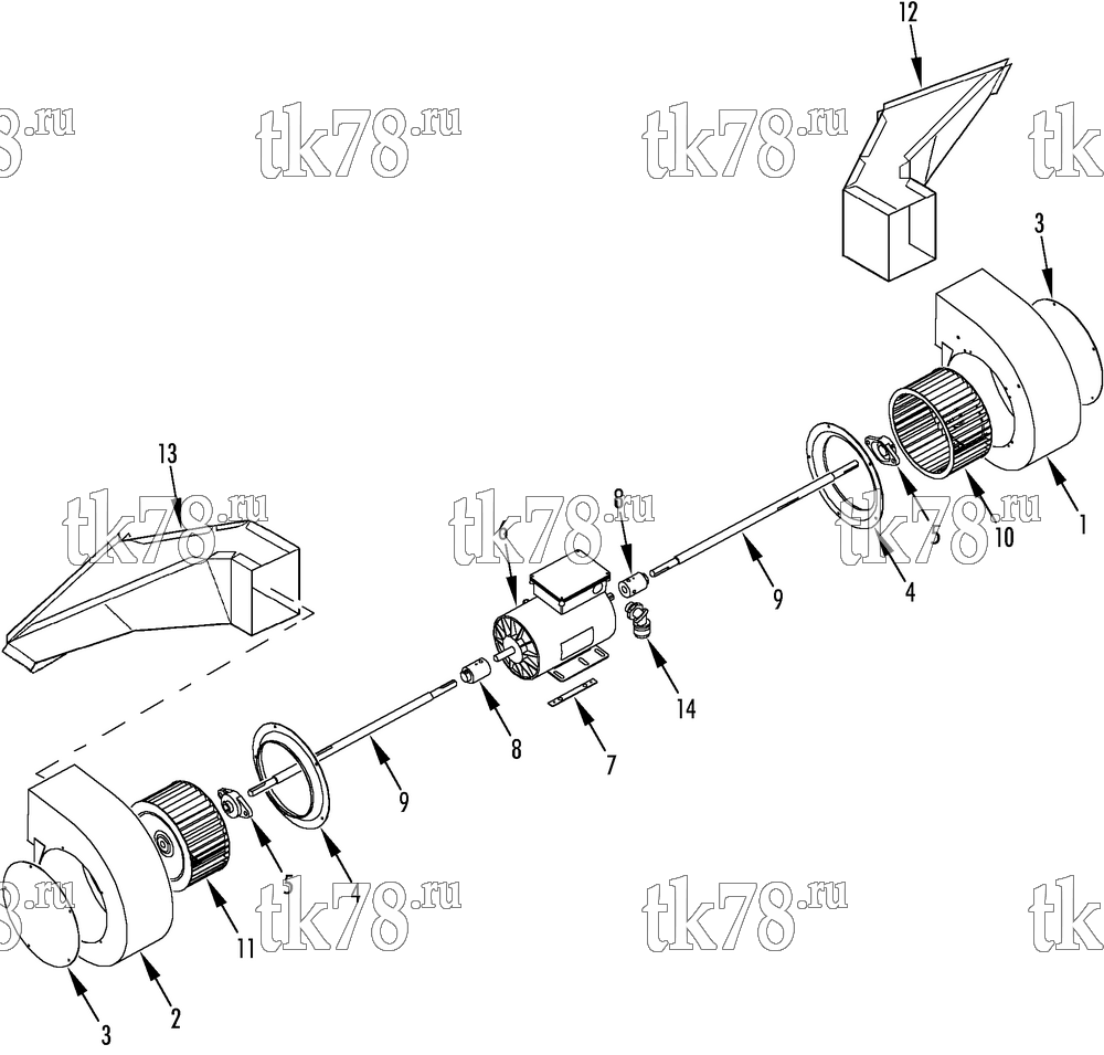 Каталог запчастей для Thermo King TH12E M1 BLOWER GROUP