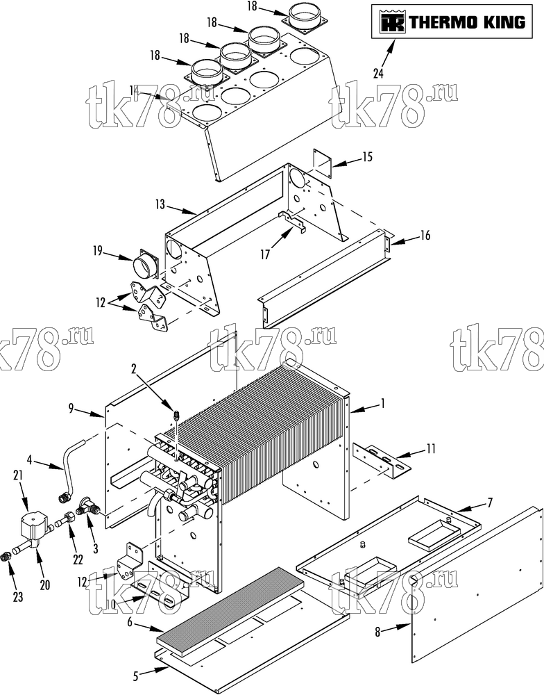 Каталог запчастей для Thermo King Bus A/C & Heating Components FRONT BOX F35 (R134a)