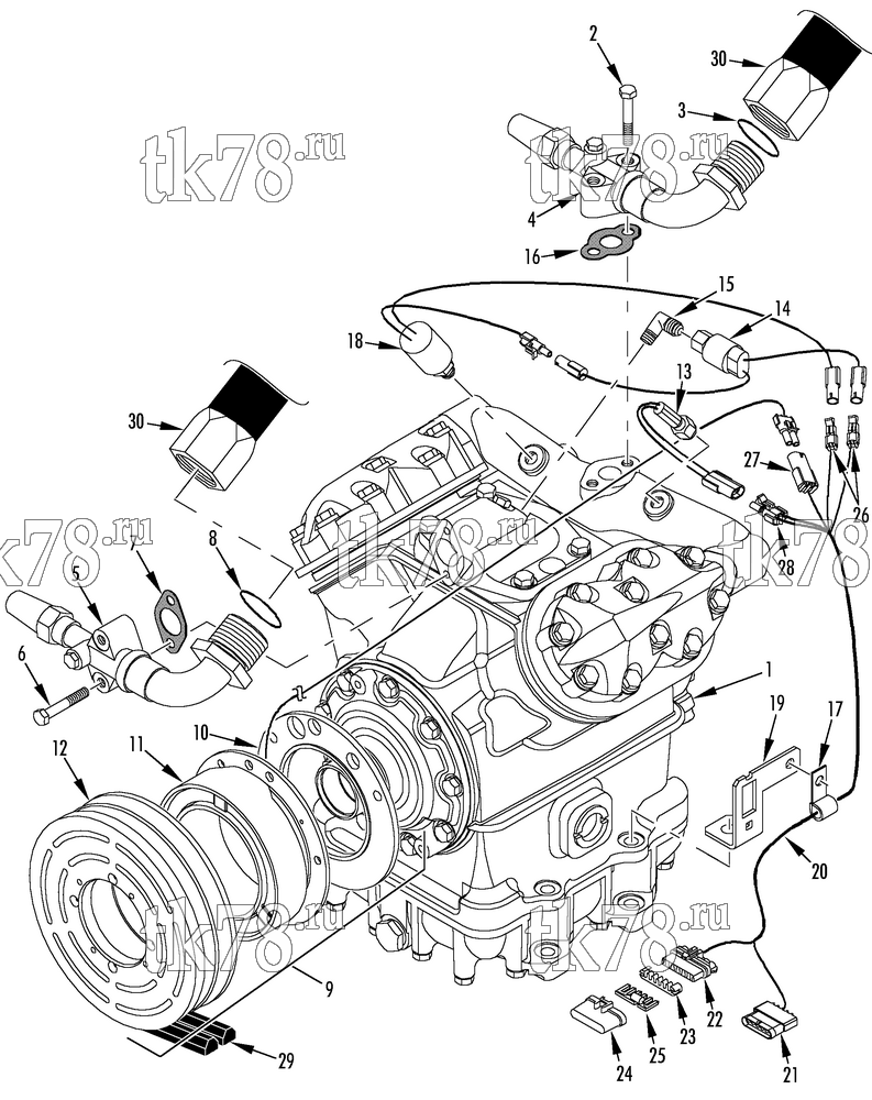 Каталог запчастей для Thermo King AI2 M2 COMPRESSOR GROUP (2C45839G02, KIT 719217)