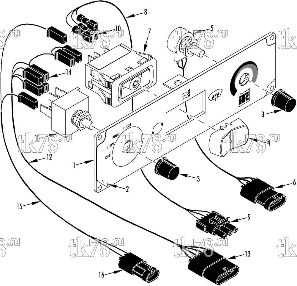 Каталог запчастей для Thermo King Bus A/C & Heating Components CONTROL PANEL F3500S & F3500C (F35S & F35C, 718697)