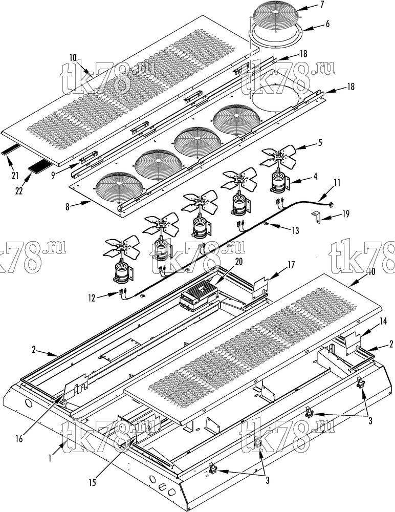 Каталог запчастей для Thermo King AT13-M2 CONDENSER STRUCTURAL - MOTORS & FANS