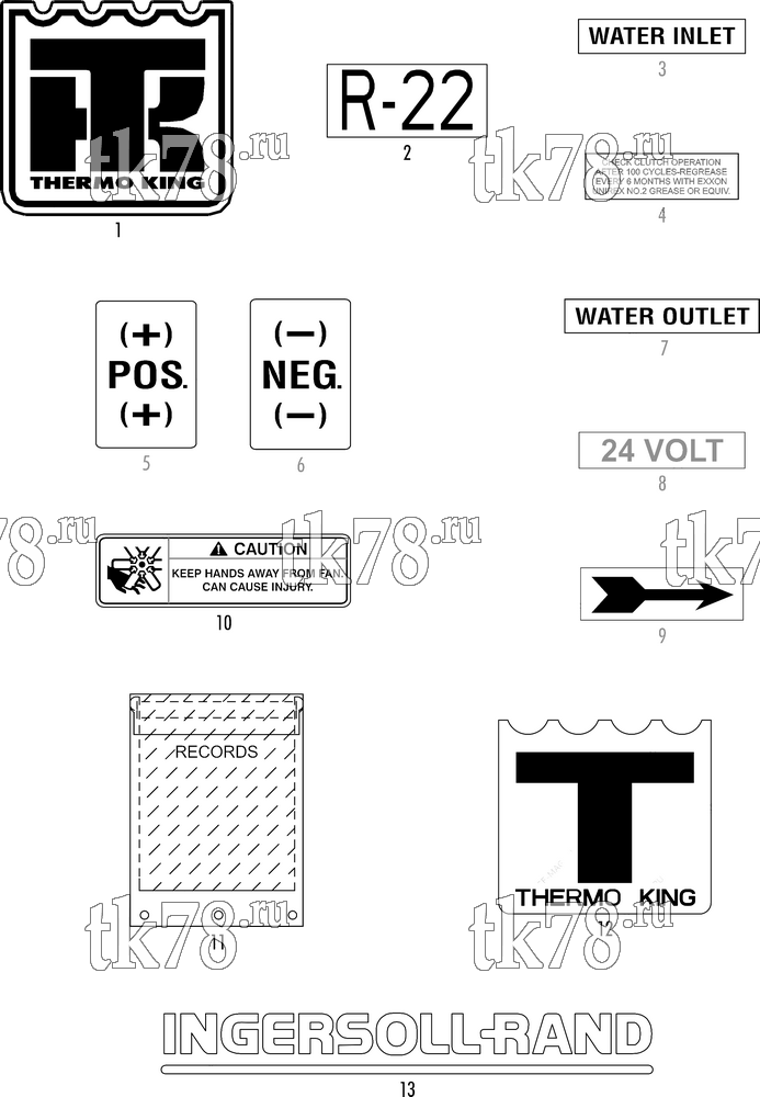 Каталог запчастей для Thermo King  NAMEPLATES