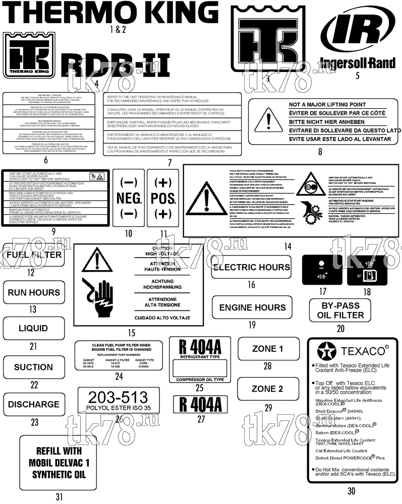 Каталог запчастей для Thermo King RDB-II NAMEPLATES