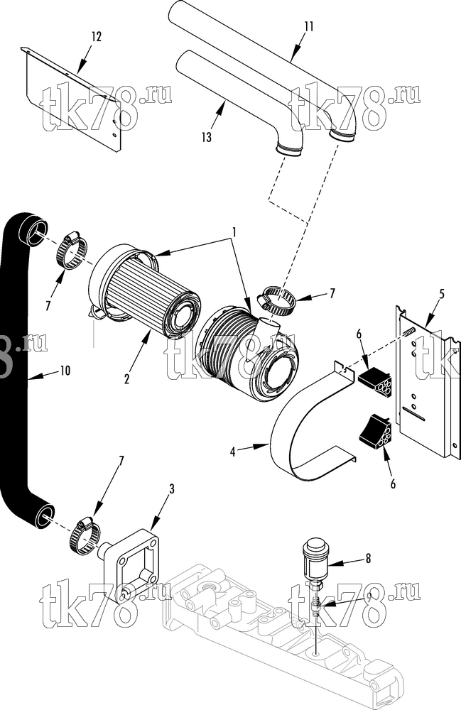 Каталог запчастей для Thermo King SB-310 Tier 2 Engine AIR CLEANER GROUP (30s)