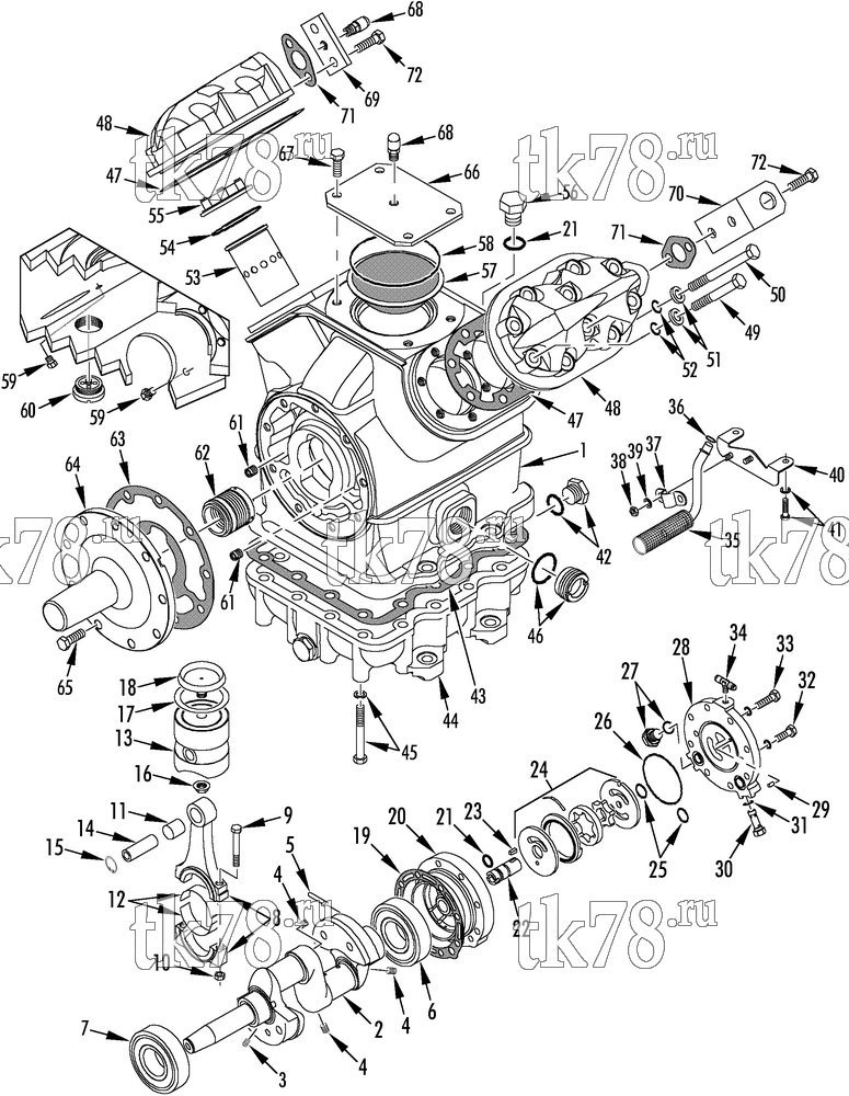 Каталог запчастей для Thermo King RD-MT COMPRESSOR - X426 (DRY, 1.0 DIA CRANKSHAFT)