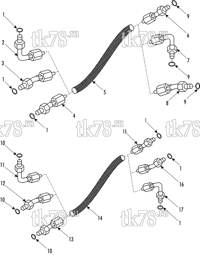 Каталог запчастей для Thermo King ATHENIA S800 Split HOSE & FITTINGS KIT