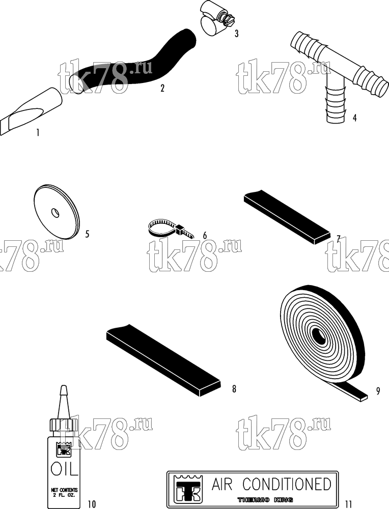 Каталог запчастей для Thermo King SR-50S W Split 1000/1004 INSTALLATION COMPONENTS