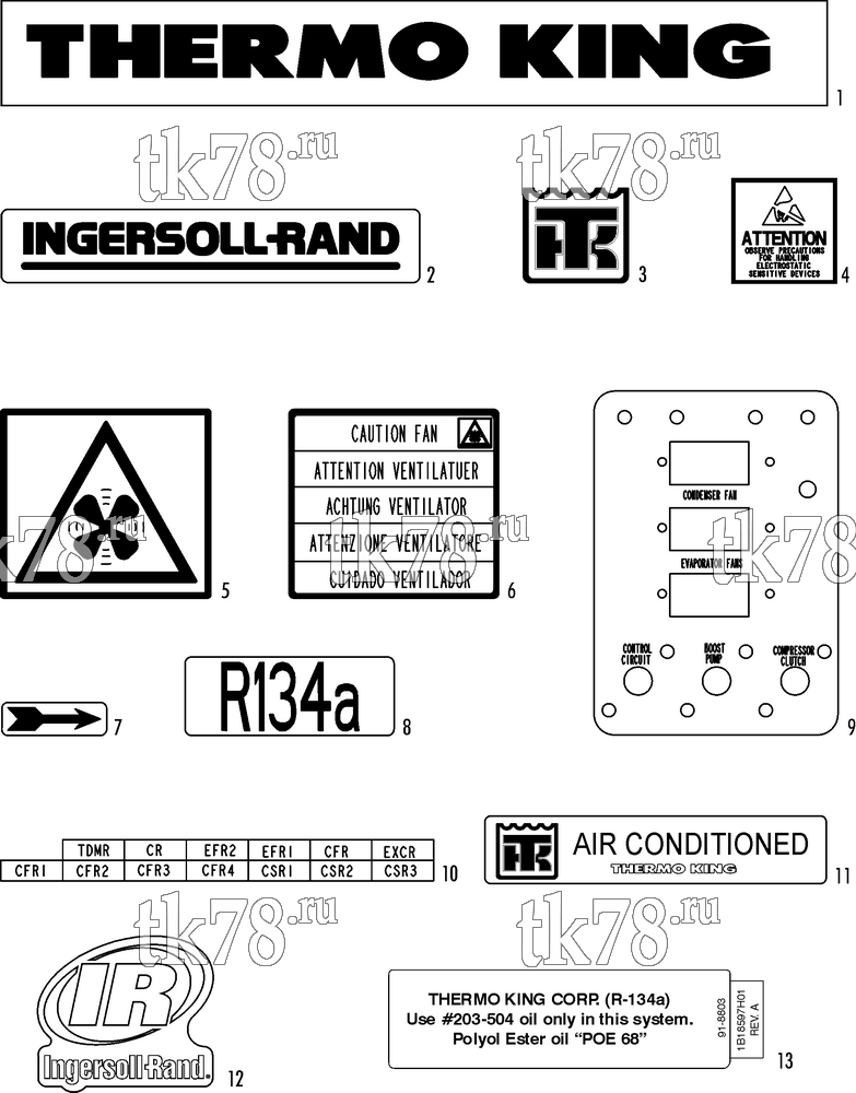 Каталог запчастей для Thermo King CITI SG NAMEPLATES