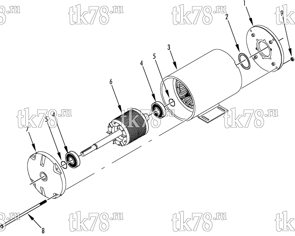 Каталог запчастей для Thermo King TDD-M1 Southern Double Deck BRUSHLESS MOTOR ASSEMBLY (104-644, 2C24114G01)