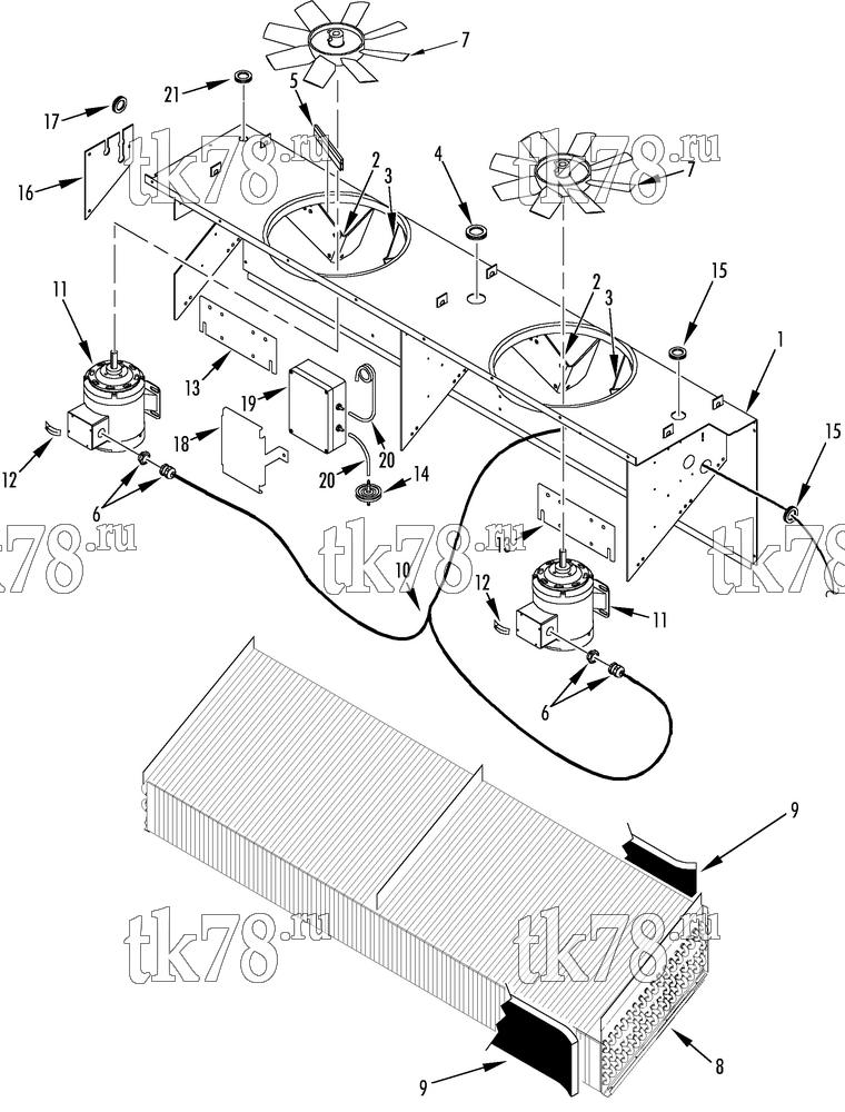 Каталог запчастей для Thermo King  EVAPORATOR FAN GROUP (MAGNUM 40)
