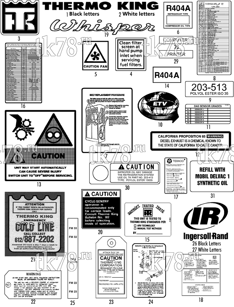 Каталог запчастей для Thermo King  NAMEPLATES (SUPER-II 190Y)