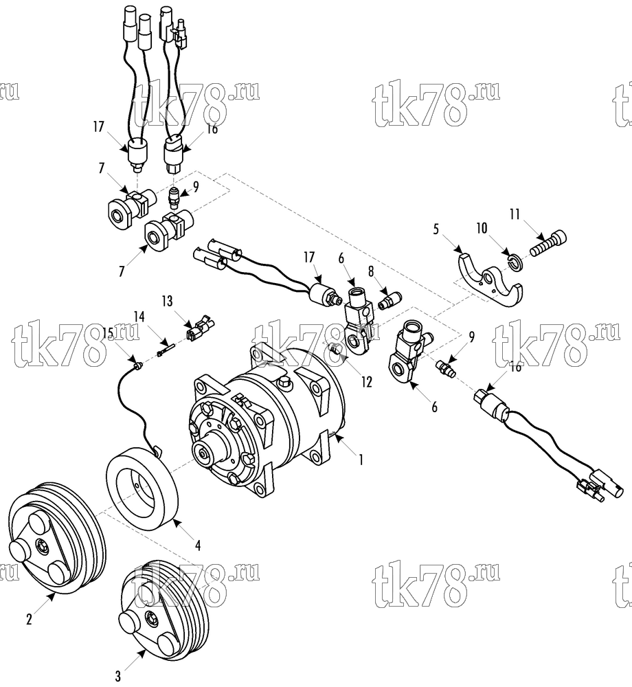 Каталог запчастей для Thermo King MFB I-Vertical COMPRESSOR GROUP (TM16, KIT 718371, 718373)