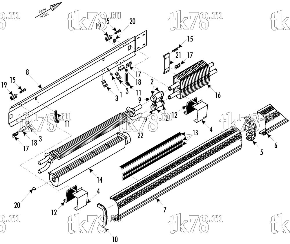 Каталог запчастей для Thermo King MAN R02/R03 CONVECTOR - BACK LEFTSIDE (1E05999G01)