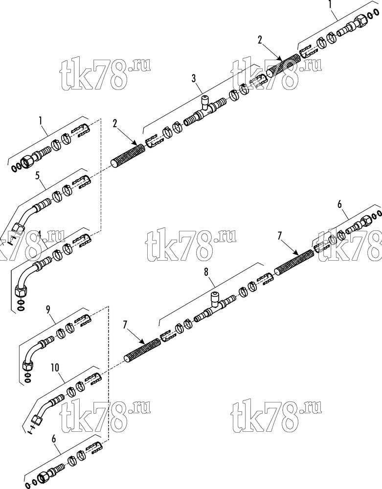 Каталог запчастей для Thermo King SR-50S W Split 1000/1004 HOSE & FITTINGS KIT (719330 to 719336, 719059 & 719699)