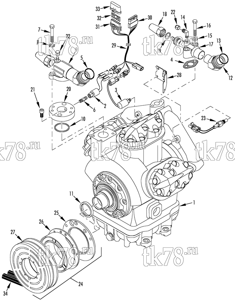 Каталог запчастей для Thermo King  COMPRESSOR GROUP (2C45049G03, KIT 720238)