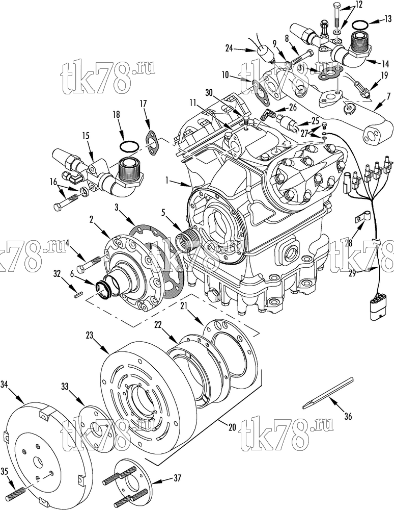 Каталог запчастей для Thermo King  COMPRESSOR GROUP (2C24661G02, KIT 719760)