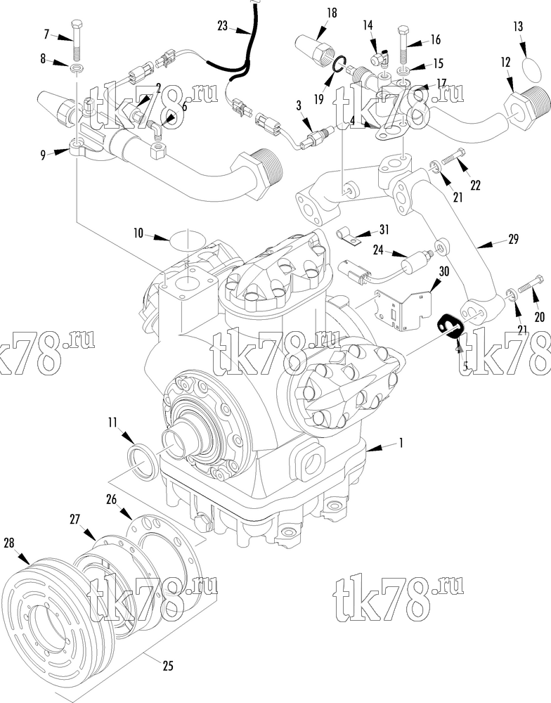 Каталог запчастей для Thermo King AT10-M12 COMPRESSOR GROUP (2C45049G06, KIT 720060)