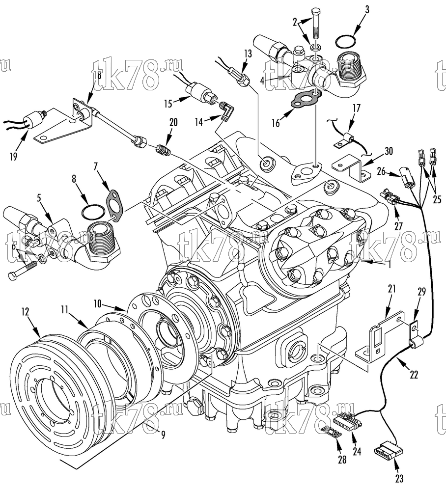 Каталог запчастей для Thermo King T13-M20 & M20A COMPRESSOR GROUP (2C44105G02, KIT 718956)