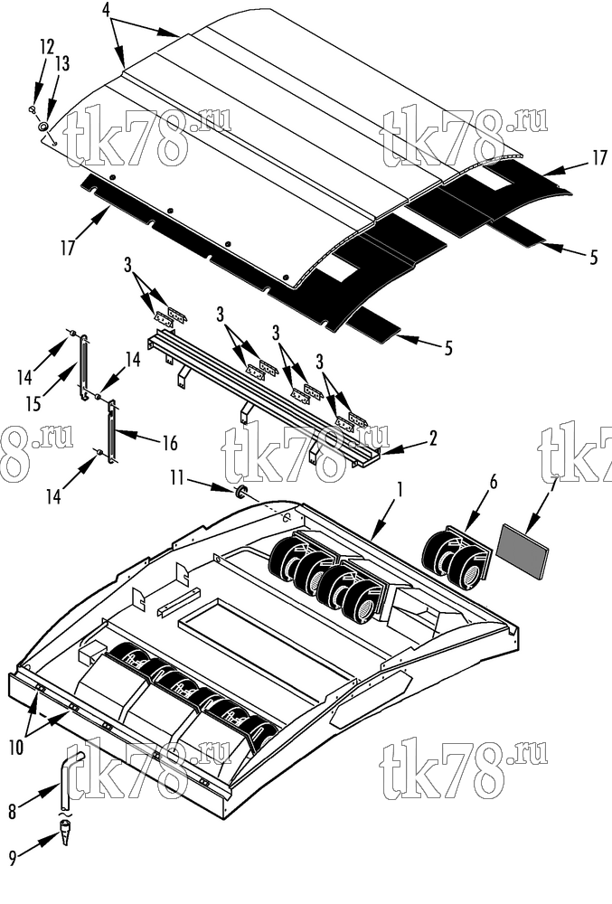 Каталог запчастей для Thermo King ART-III M4 EVAPORATOR STRUCTURAL & BLOWERS (MASTER 099832)