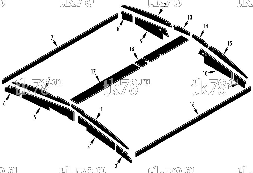 Каталог запчастей для Thermo King LRT-I 1004 (System 918894) INSULATION COMPONENTS (MASTER 099832 & 099559)