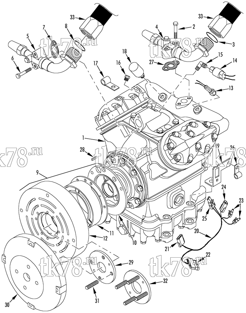 Каталог запчастей для Thermo King  COMPRESSOR GROUP (2C24661G03, KIT 720426)