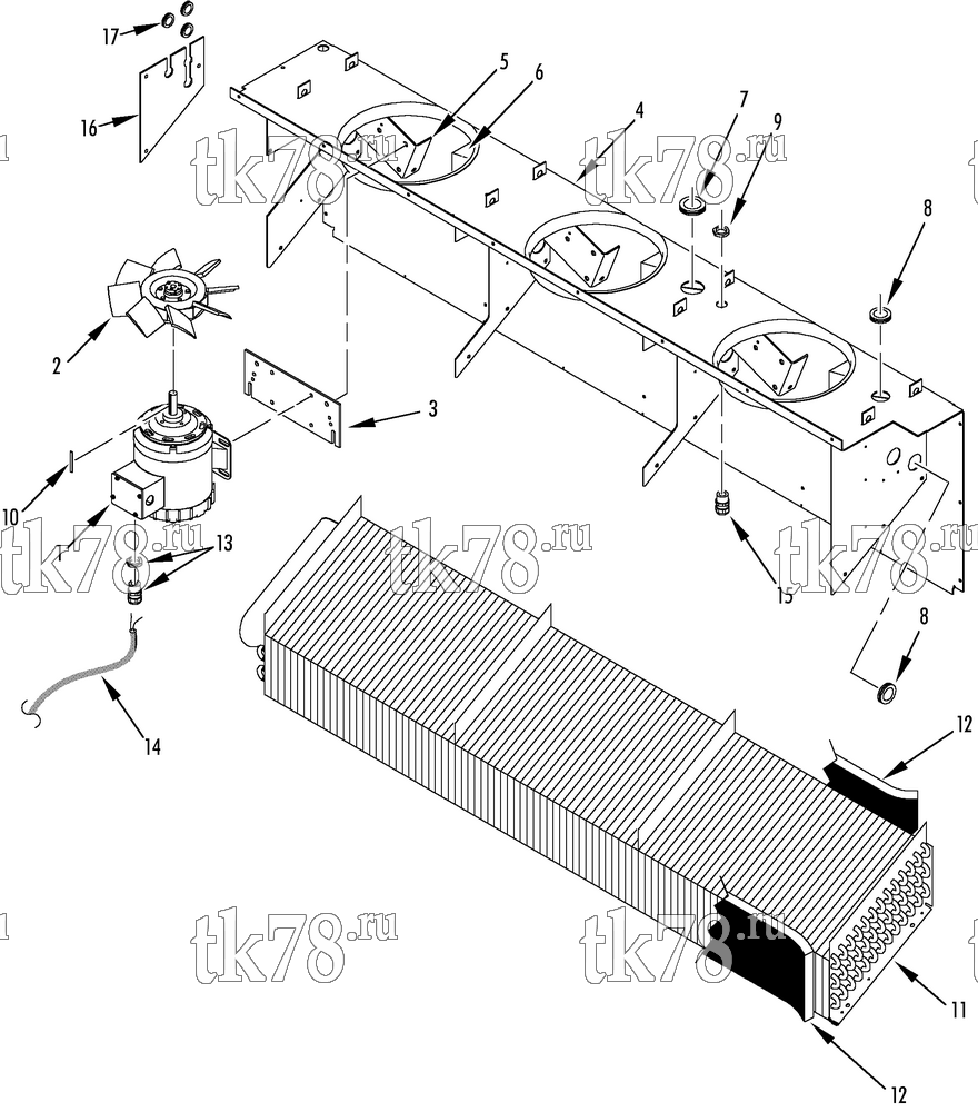 Каталог запчастей для Thermo King  EVAPORATOR FAN GROUP (THREE FANS)
