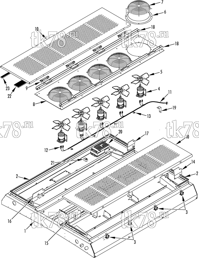 Каталог запчастей для Thermo King  CONDENSER STRUCTURAL - MOTORS & FANS