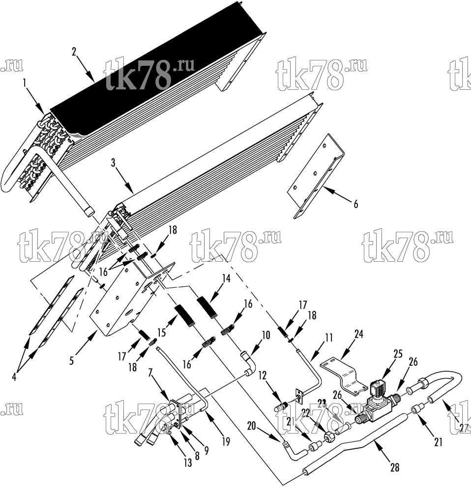 Каталог запчастей для Thermo King T1-M100 HEATER & EVAPORATOR COIL MOUNTING