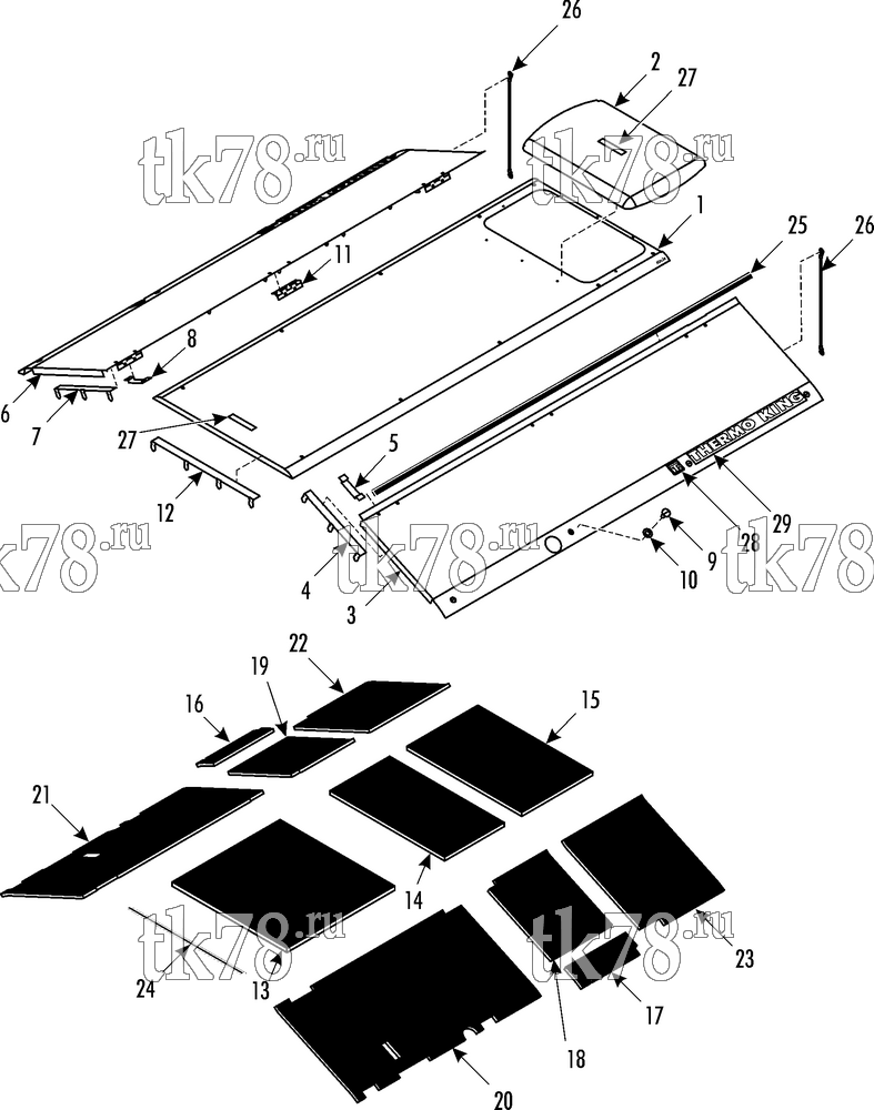 Каталог запчастей для Thermo King LRV-10T H EVAPORATOR COVERS
