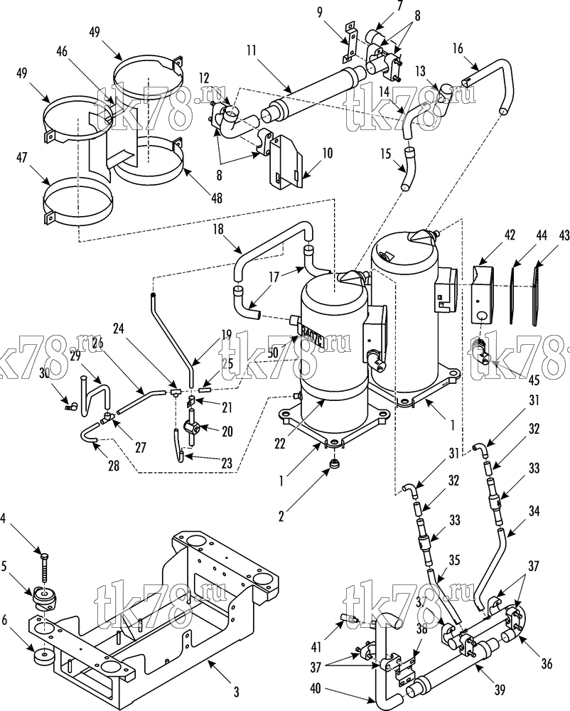 Каталог запчастей для Thermo King LRV-10T PCC COMPRESSOR SECTION