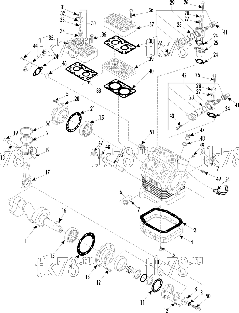 Каталог запчастей для Thermo King AP-II X 1000 4 CYLINDER COMPRESSOR (FKX40/655K, KIT 720056)