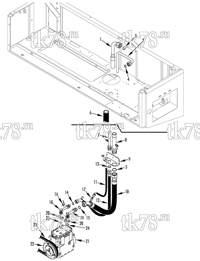 Каталог запчастей для Thermo King V-500 MAX TC 10, 20, 30, 50 COMPRESSOR HOSE CONNECTIONS (TK 312R)