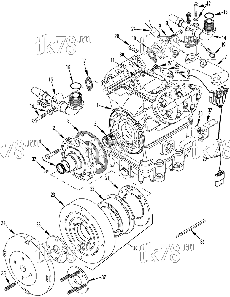 Каталог запчастей для Thermo King  COMPRESSOR GROUP (2C23434G02, KIT 720488)