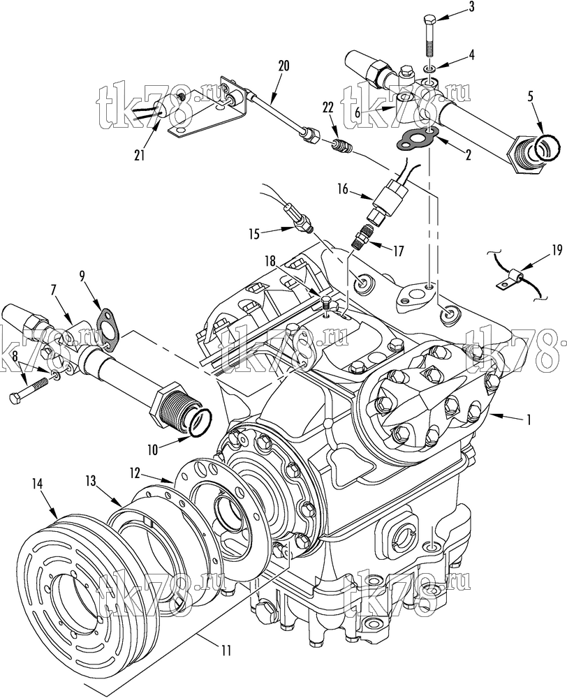 Каталог запчастей для Thermo King  COMPRESSOR GROUP (5D37227G25, KIT 718409)