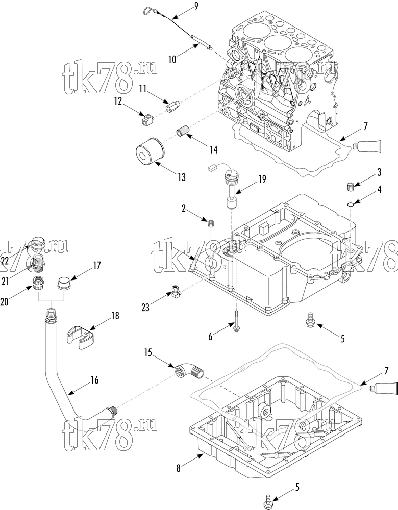 Каталог запчастей для Thermo King TS-500 w/TK 3.76 Engine OIL SUMP (TK 376/376N)